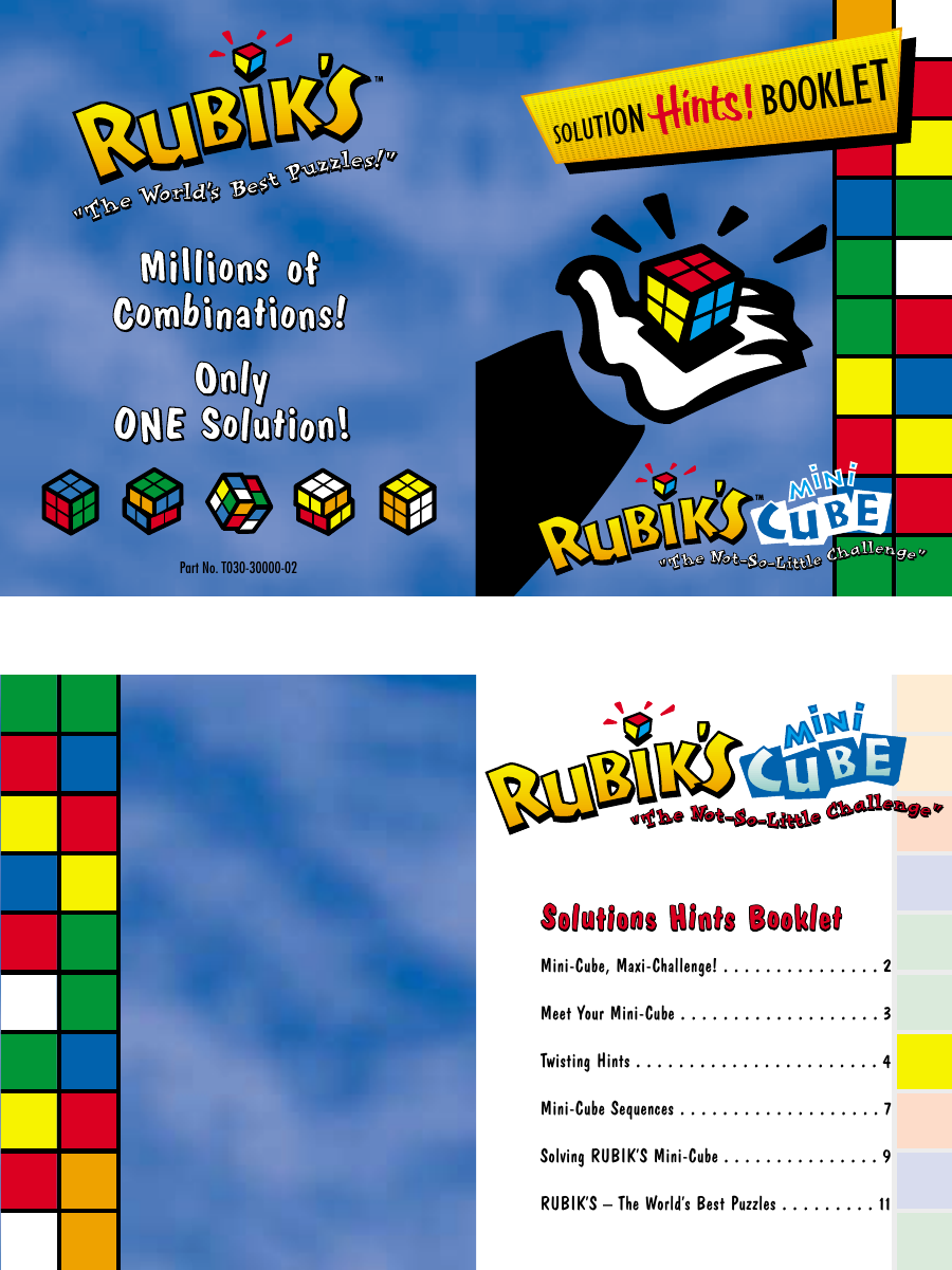 Page 1 of 4 - Rubiks Rubiks-Mini-Cube-T030-30000-02-Users-Manual- Solution Hints Booklet  Rubiks-mini-cube-t030-30000-02-users-manual