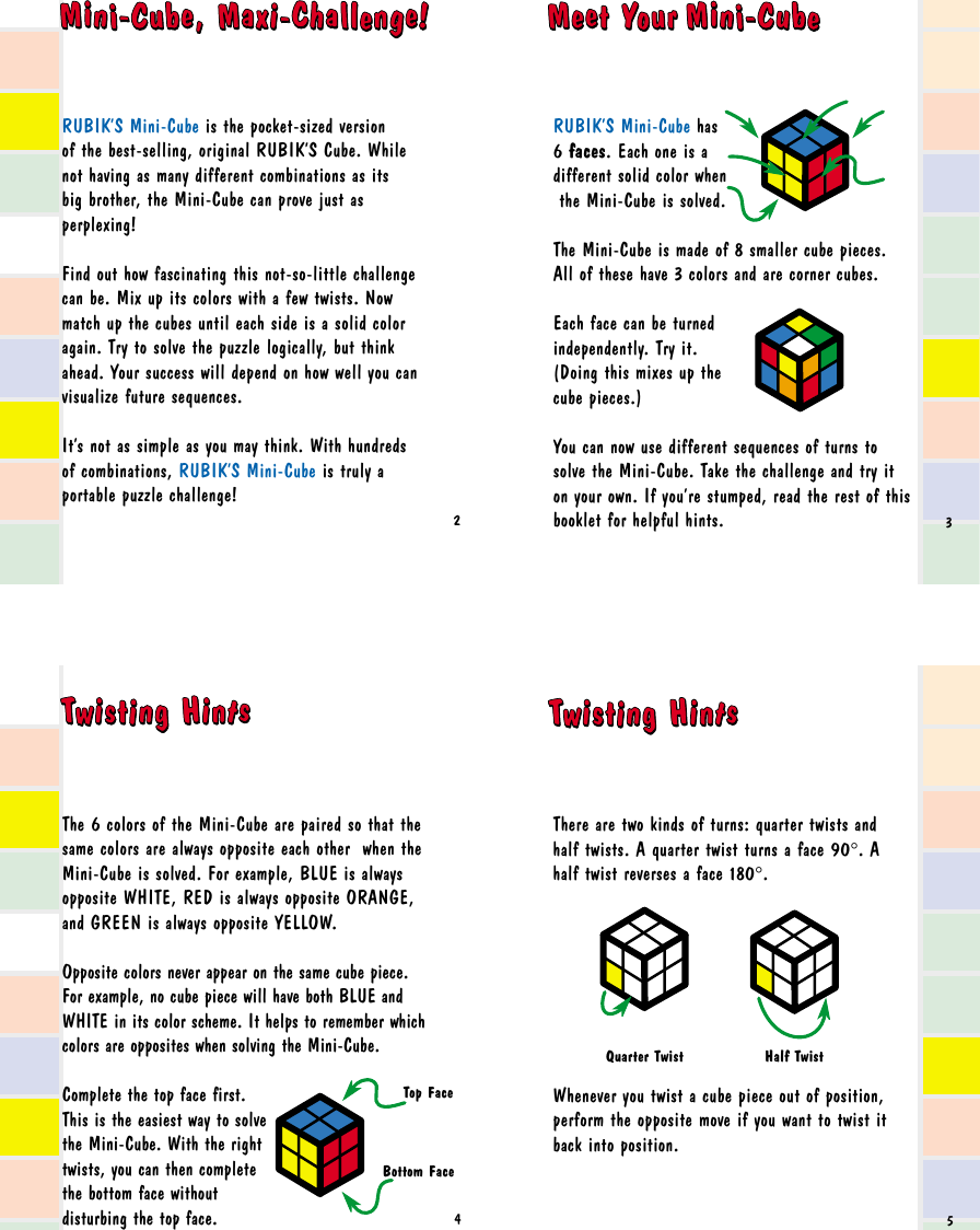 Page 2 of 4 - Rubiks Rubiks-Mini-Cube-T030-30000-02-Users-Manual- Solution Hints Booklet  Rubiks-mini-cube-t030-30000-02-users-manual
