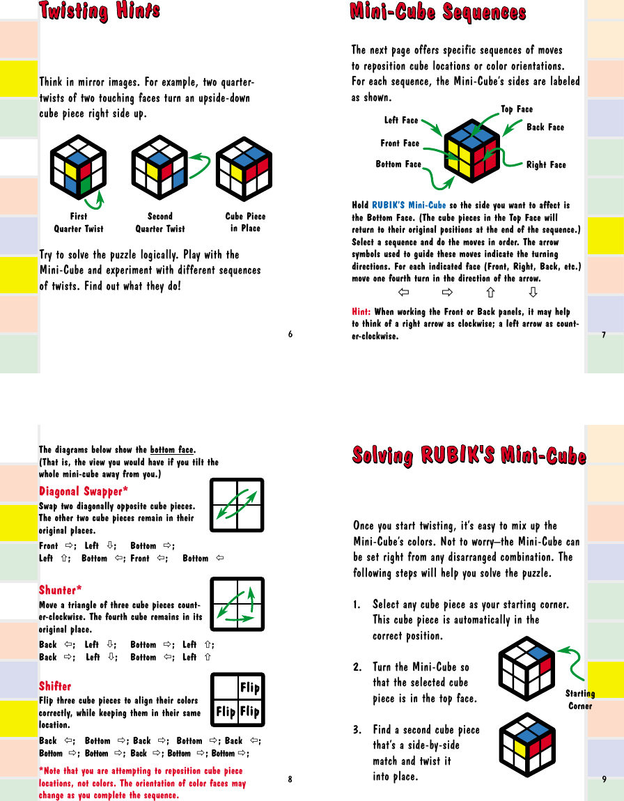 Page 3 of 4 - Rubiks Rubiks-Mini-Cube-T030-30000-02-Users-Manual- Solution Hints Booklet  Rubiks-mini-cube-t030-30000-02-users-manual