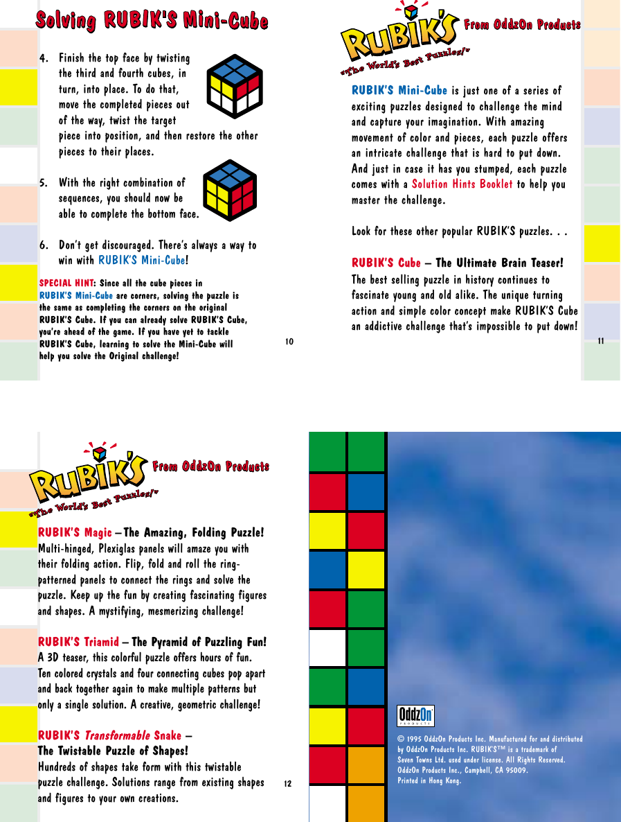 Page 4 of 4 - Rubiks Rubiks-Mini-Cube-T030-30000-02-Users-Manual- Solution Hints Booklet  Rubiks-mini-cube-t030-30000-02-users-manual