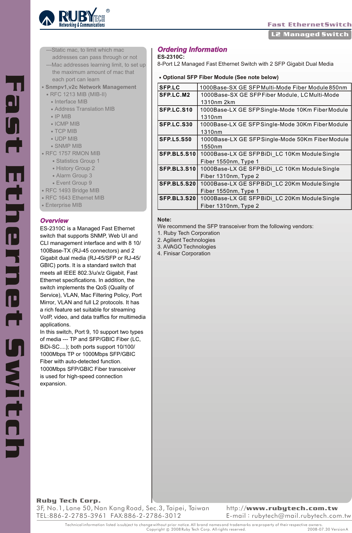 Page 3 of 3 - Ruby-Tech Ruby-Tech-Es-2310C-Users-Manual- L2 Managed Switch Solutions-¦±  Ruby-tech-es-2310c-users-manual