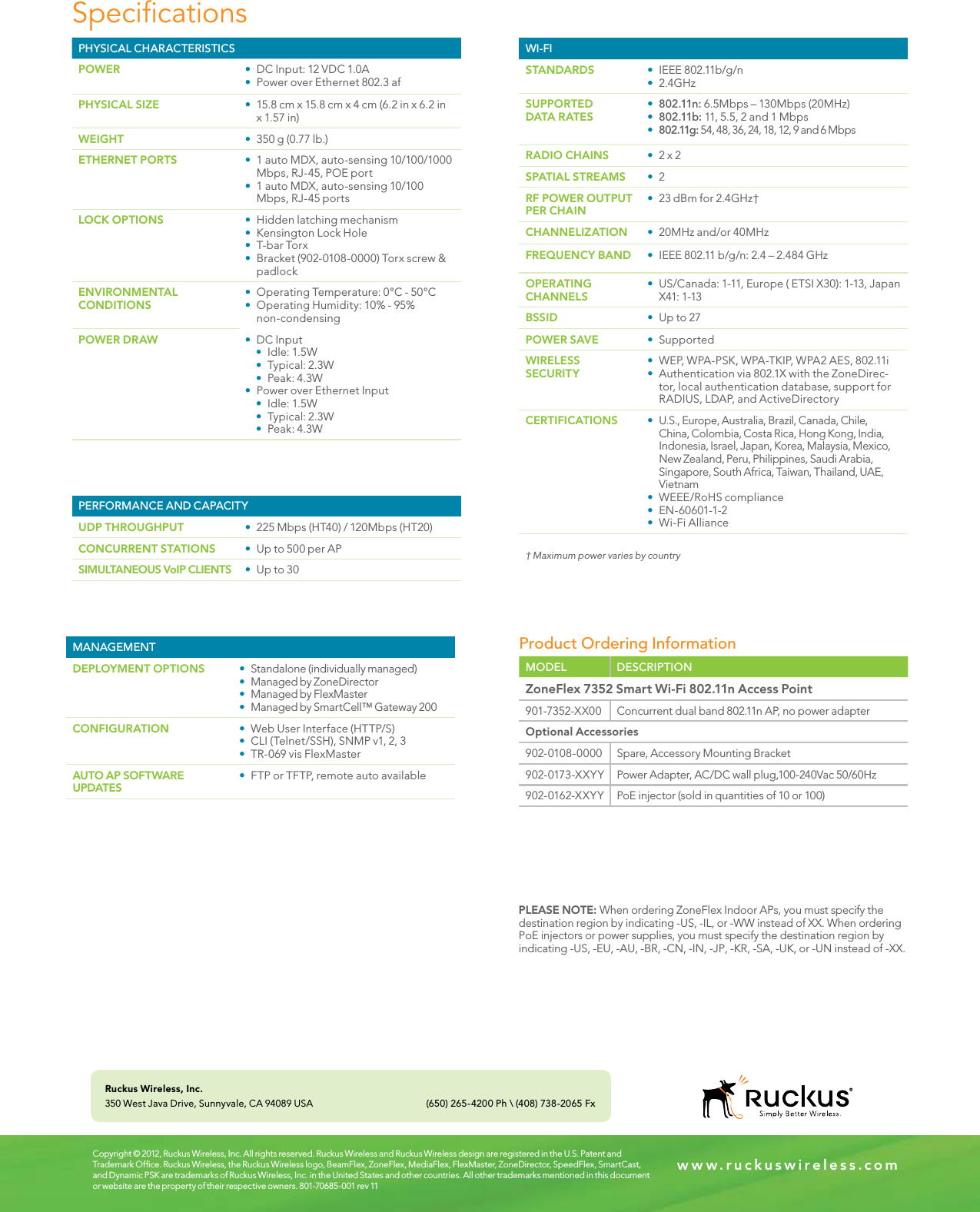Page 4 of Ruckus Wireless ZF7352 ZoneFlex  7352 Access Point User Manual 7352 pdf datasheet