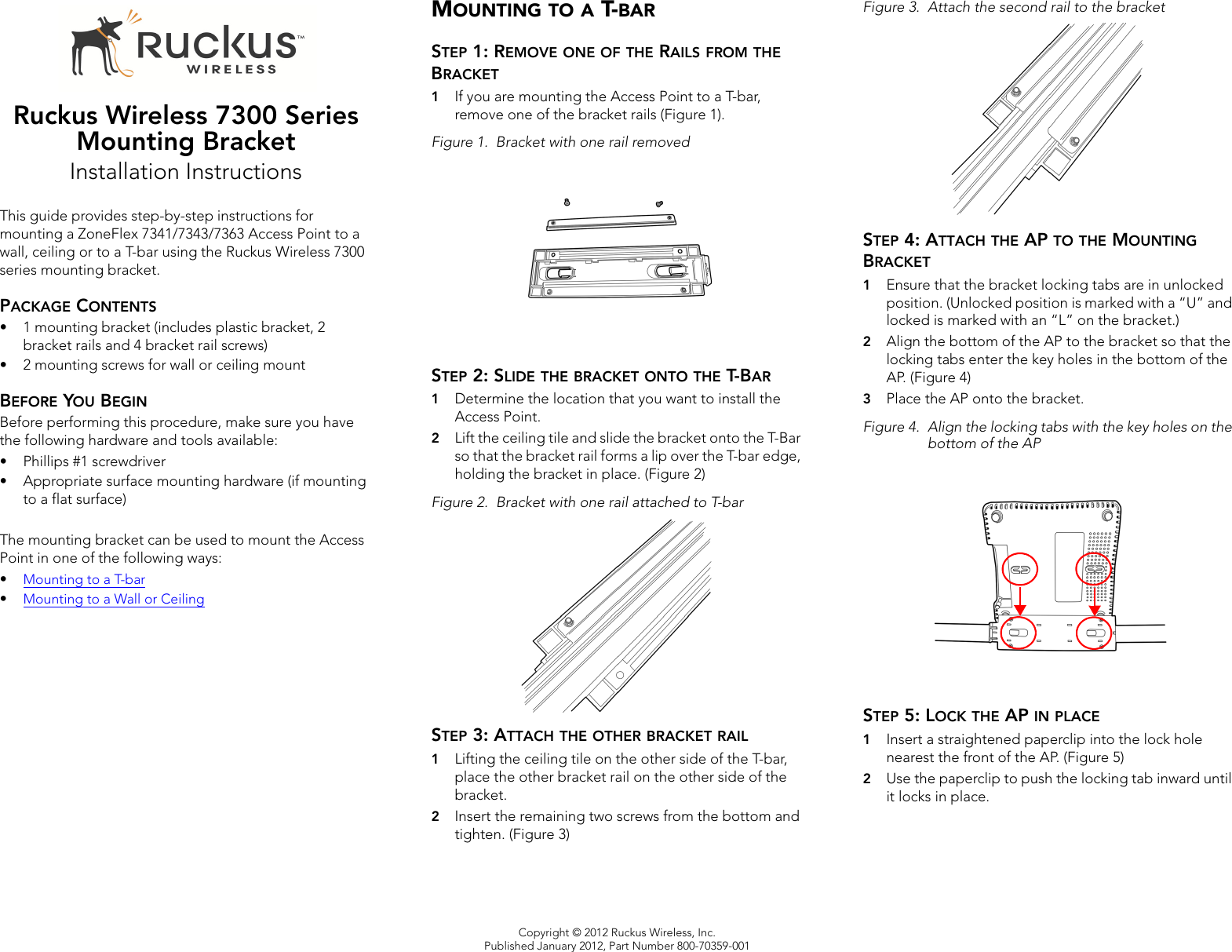 Ruckus Wireless Ap Zf2942 7942 Quick Setup Guide Mounting Kit