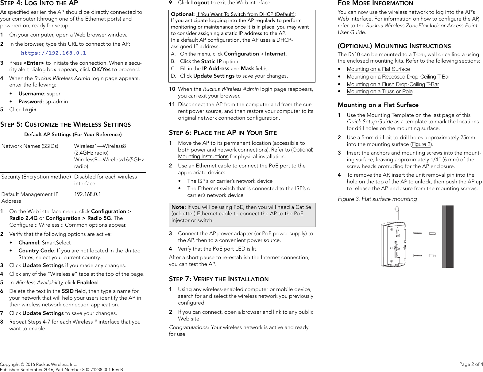 Page 2 of 4 - Ruckus R500 Quick Setup Guide R610 (QSG) R610-QSG