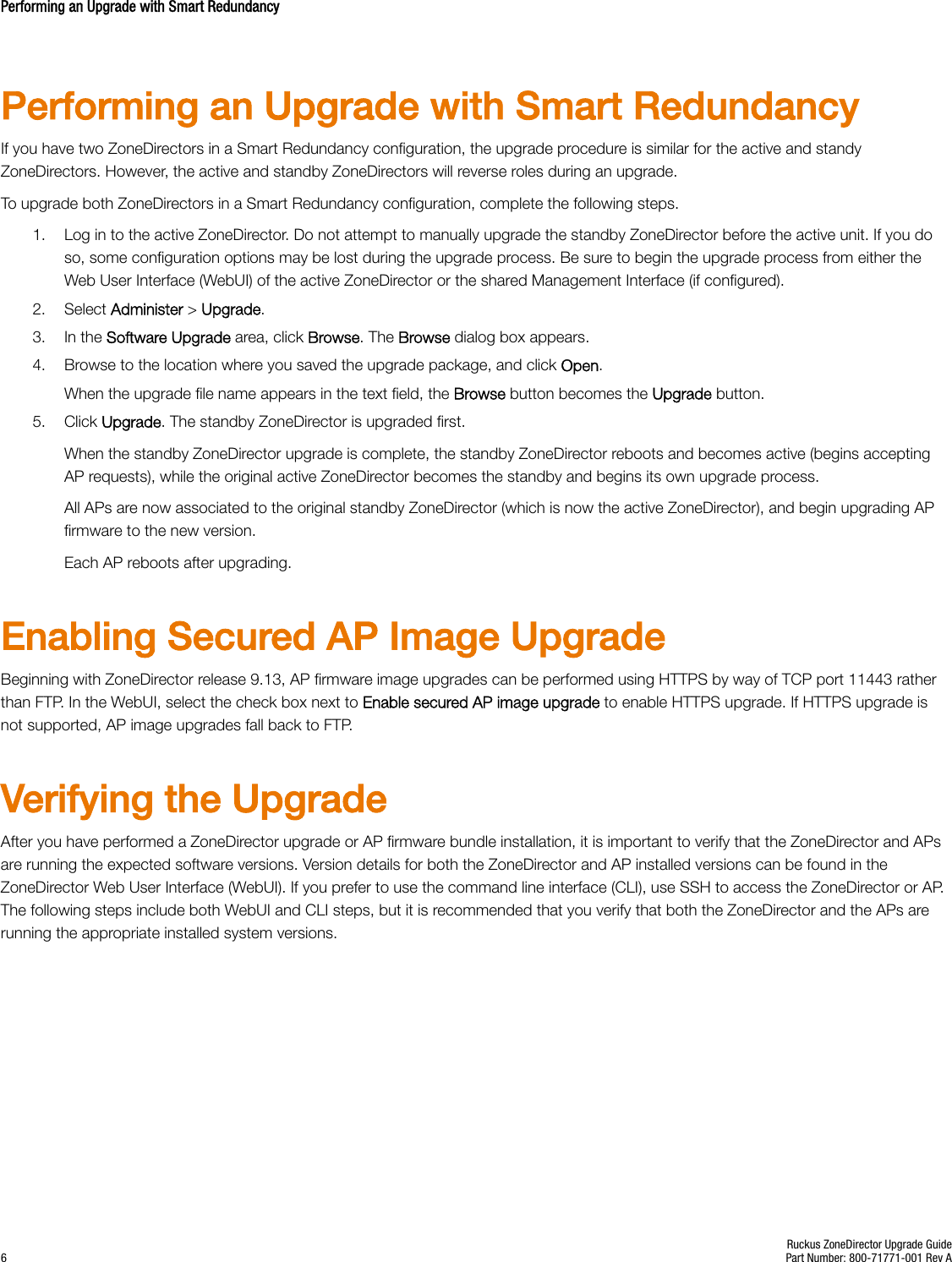 Page 6 of 10 - Ruckus ZoneDirector Upgrade Guide, V10.0 Zone Director 10.0 (GA) ZD Guide ZD-10-0-Upgrade Guide-Rev A-20171129