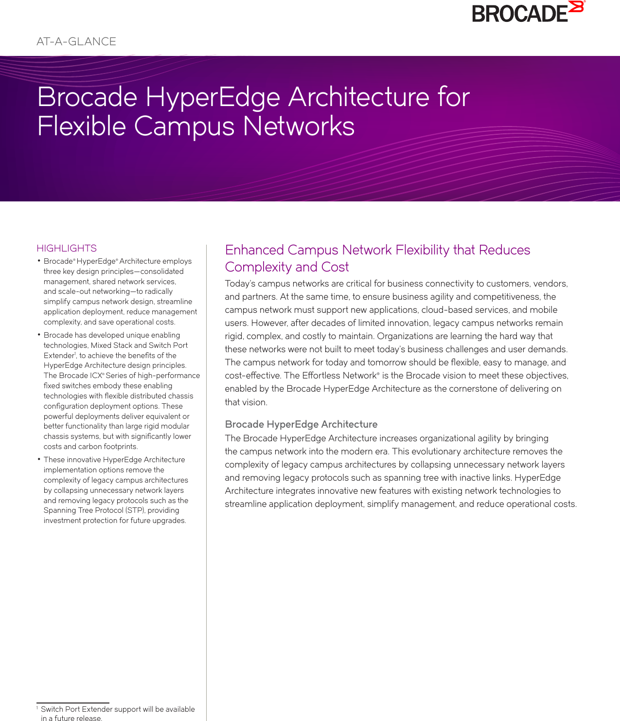 Page 1 of 4 - Ruckus Brocade HyperEdge Architecture For Flexible Campus Networks [BP] Hyper Edge Brocade-hyperedge-for-campus-networks-ag