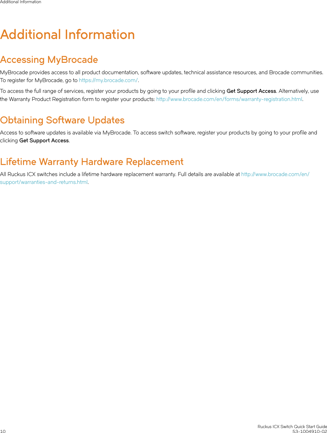 Page 10 of 10 - Ruckus ICX Switch Quick Start Guide 7150/7250/7450 (QSG) Brocade-icx-switch-qsg