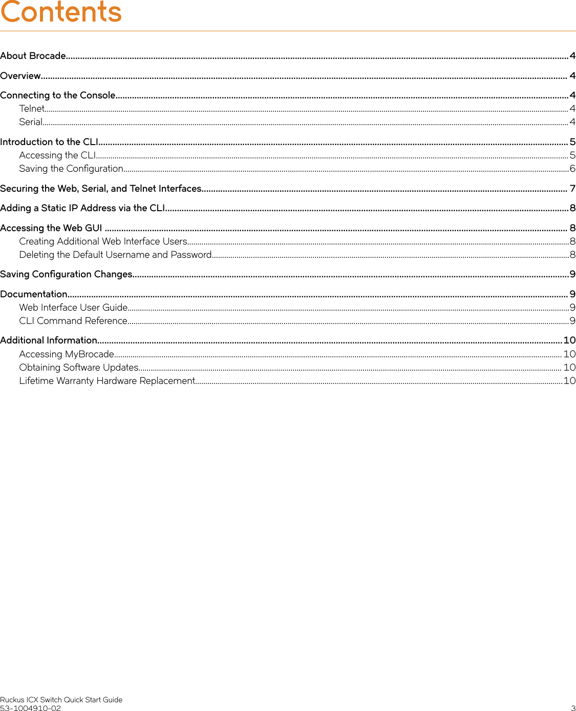 Page 3 of 10 - Ruckus ICX Switch Quick Start Guide 7150/7250/7450 (QSG) Brocade-icx-switch-qsg