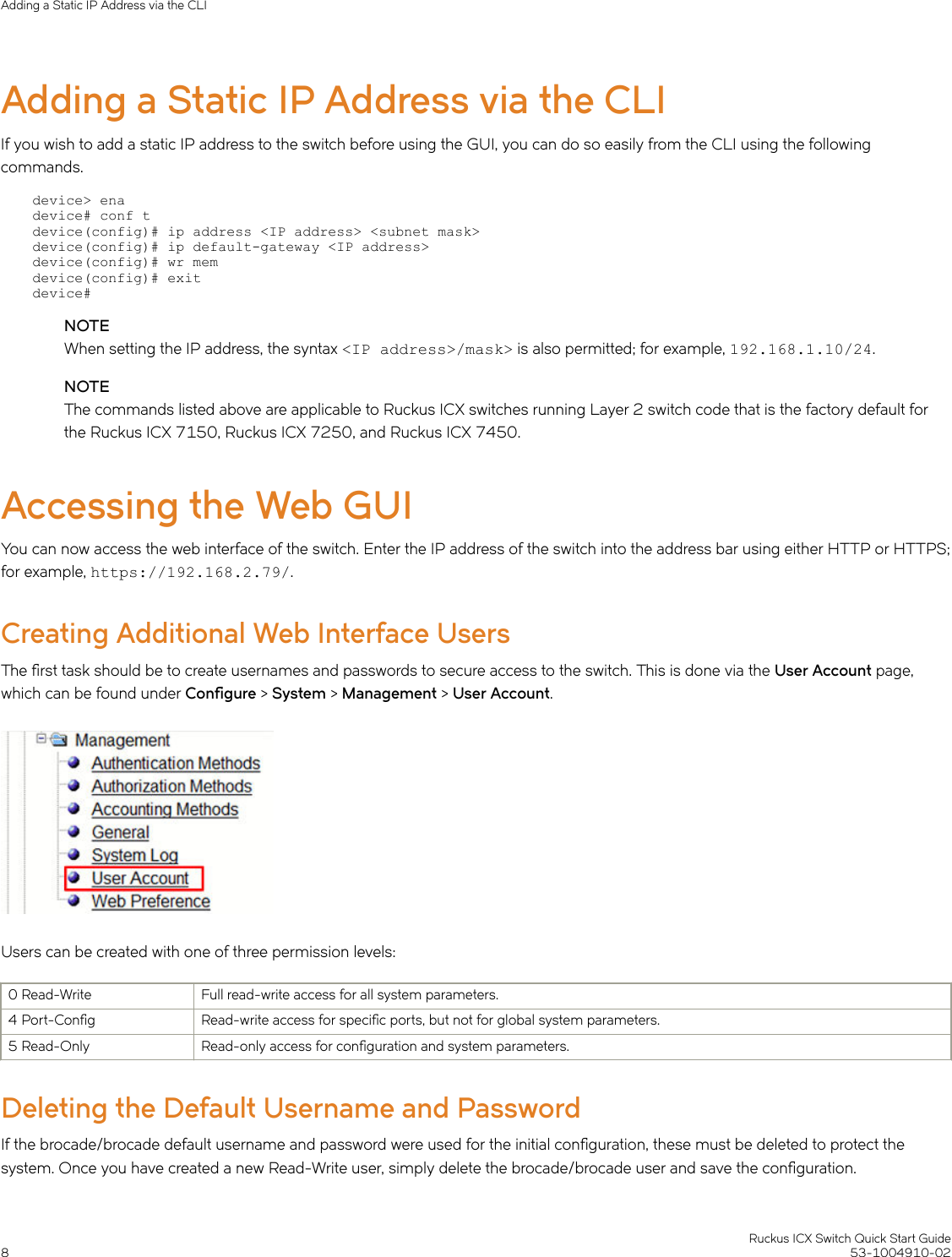 Page 8 of 10 - Ruckus ICX Switch Quick Start Guide 7150/7250/7450 (QSG) Brocade-icx-switch-qsg