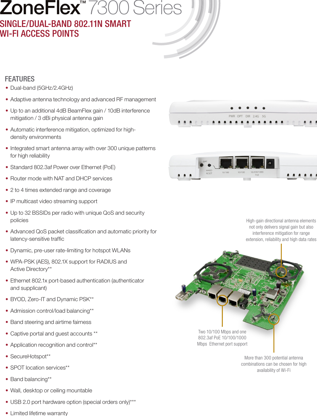 Page 3 of 5 - Ruckus  Zone Flex 7300 Series Single/Dual-band 802.11n Data Sheet Ds-zoneflex-7300-series