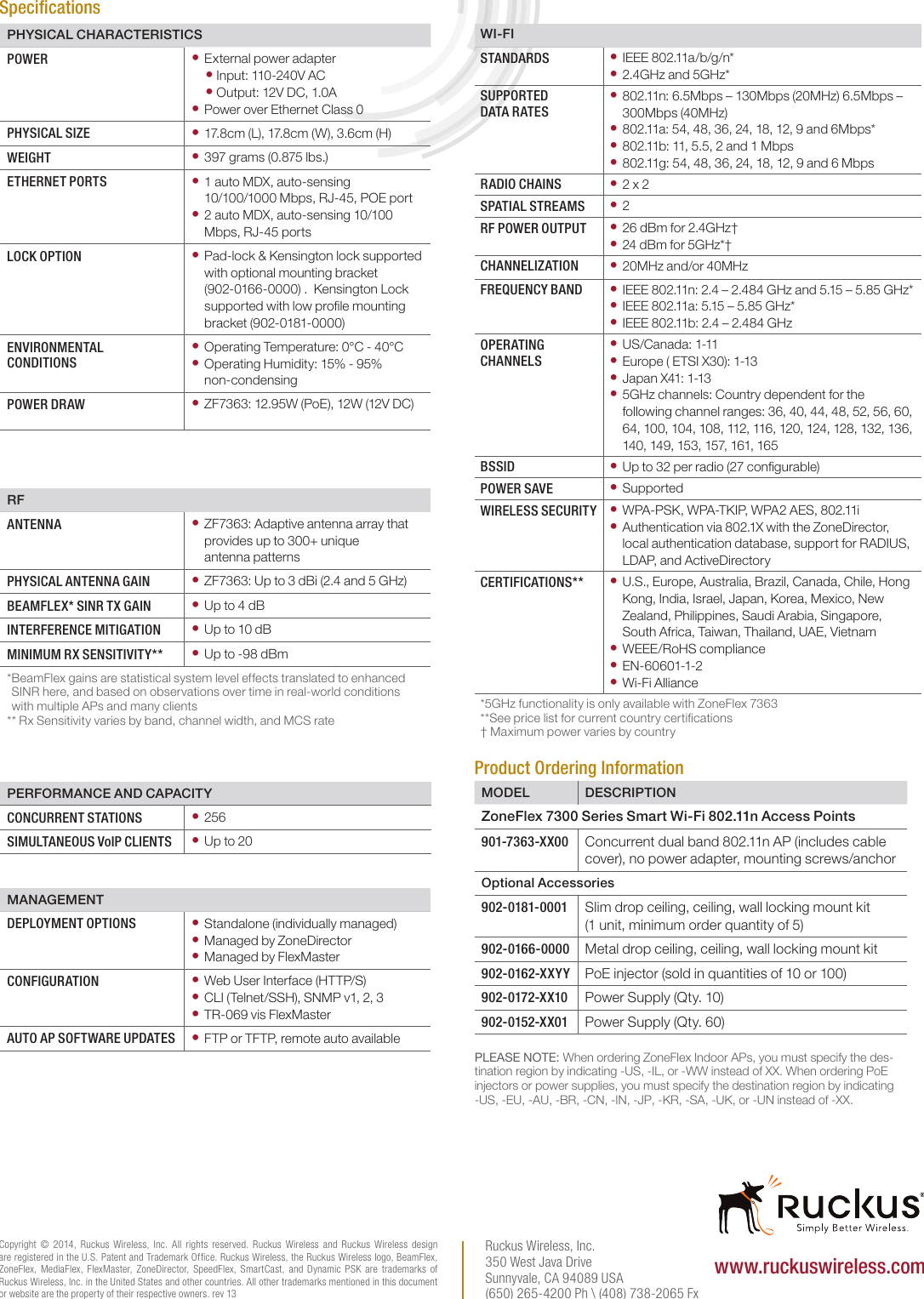 Page 5 of 5 - Ruckus  Zone Flex 7300 Series Single/Dual-band 802.11n Data Sheet Ds-zoneflex-7300-series