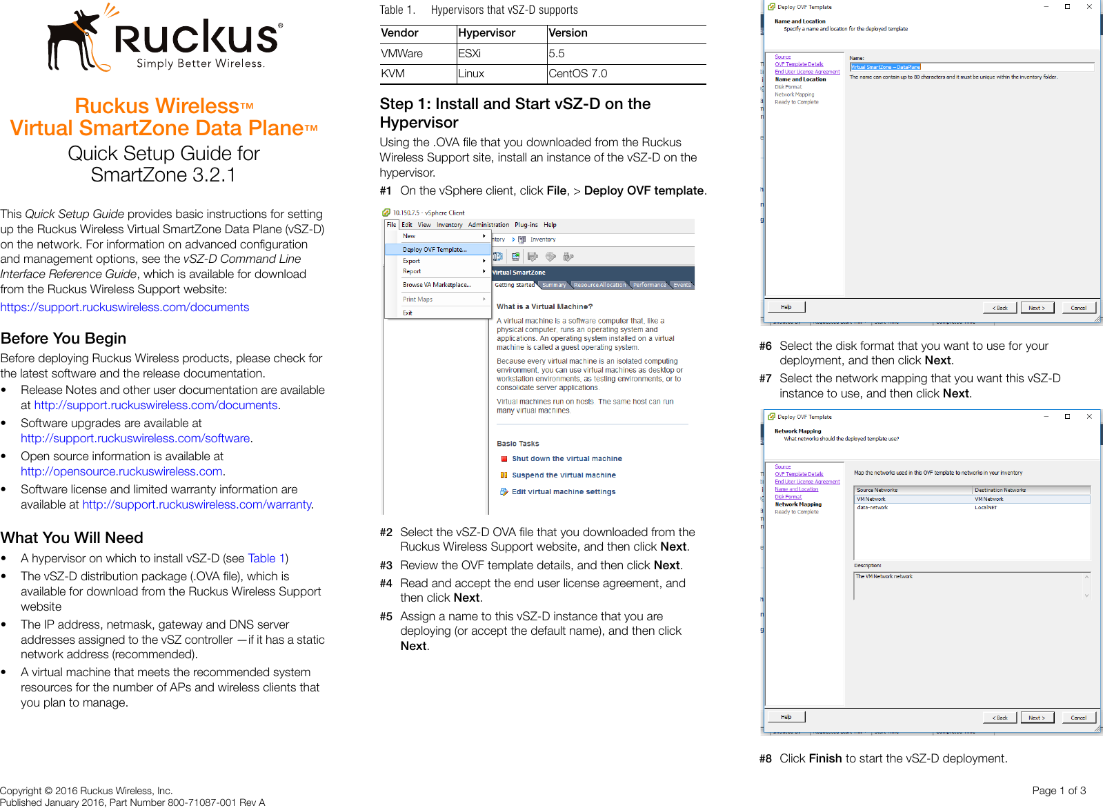 Page 1 of 3 - Ruckus Virtual SmartZone Data Plane (vSZ-D™) Quick Setup Guide For 3.2.1 V SZ-D Smart Zone Vszd-3-2-1-quick-setup-guide--20160129