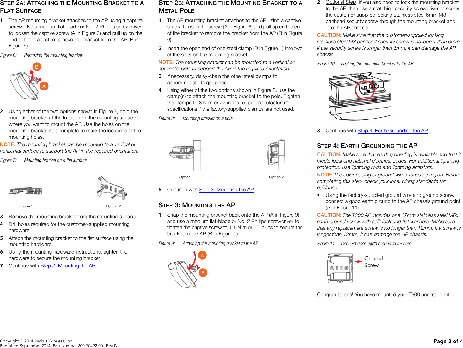 Page 3 of 4 - Ruckus T300 Access Point Mounting Guide Zf-T300-mg-800-70492-001-rev D-20140904