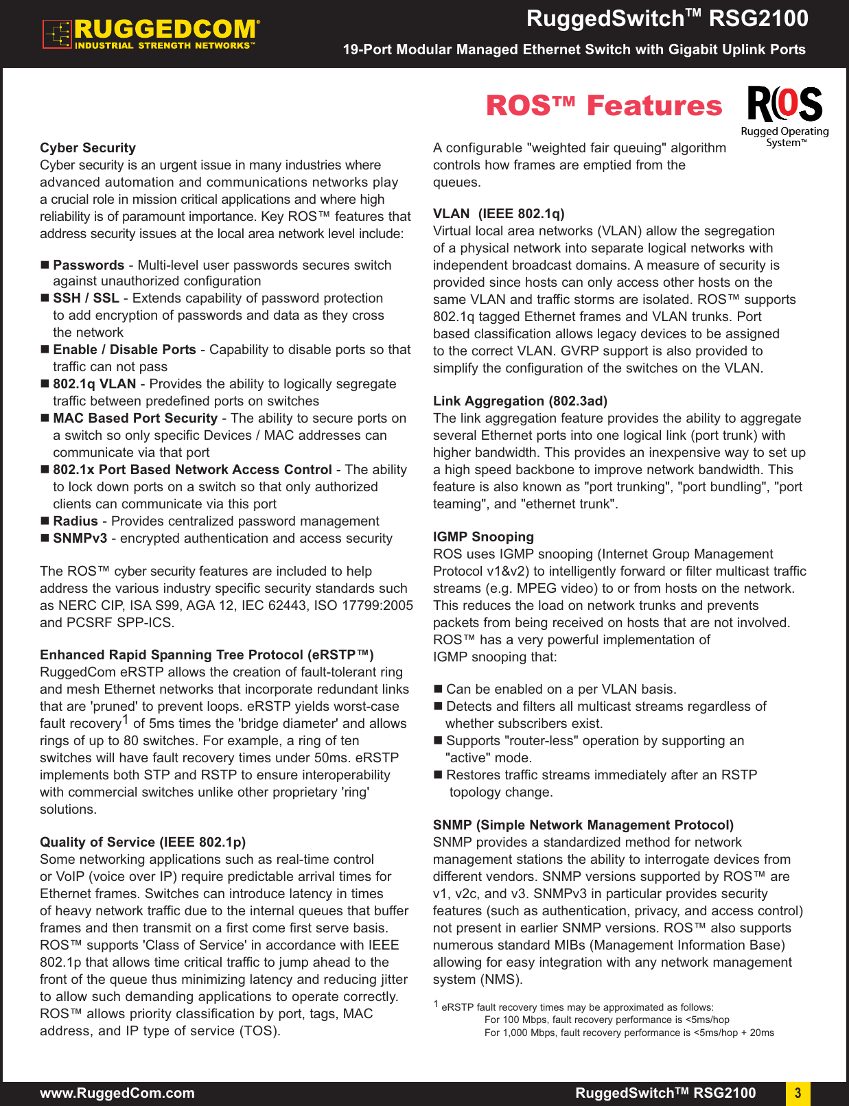 Page 3 of 10 - Ruggedcom Ruggedcom-Rsg2100-Users-Manual- RSG2100 Datasheet_Rev2U  Ruggedcom-rsg2100-users-manual