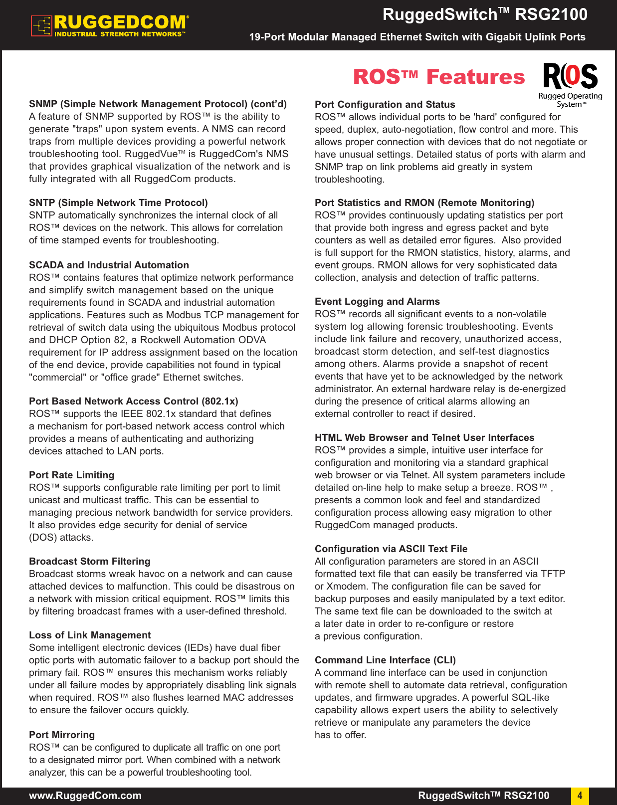 Page 4 of 10 - Ruggedcom Ruggedcom-Rsg2100-Users-Manual- RSG2100 Datasheet_Rev2U  Ruggedcom-rsg2100-users-manual