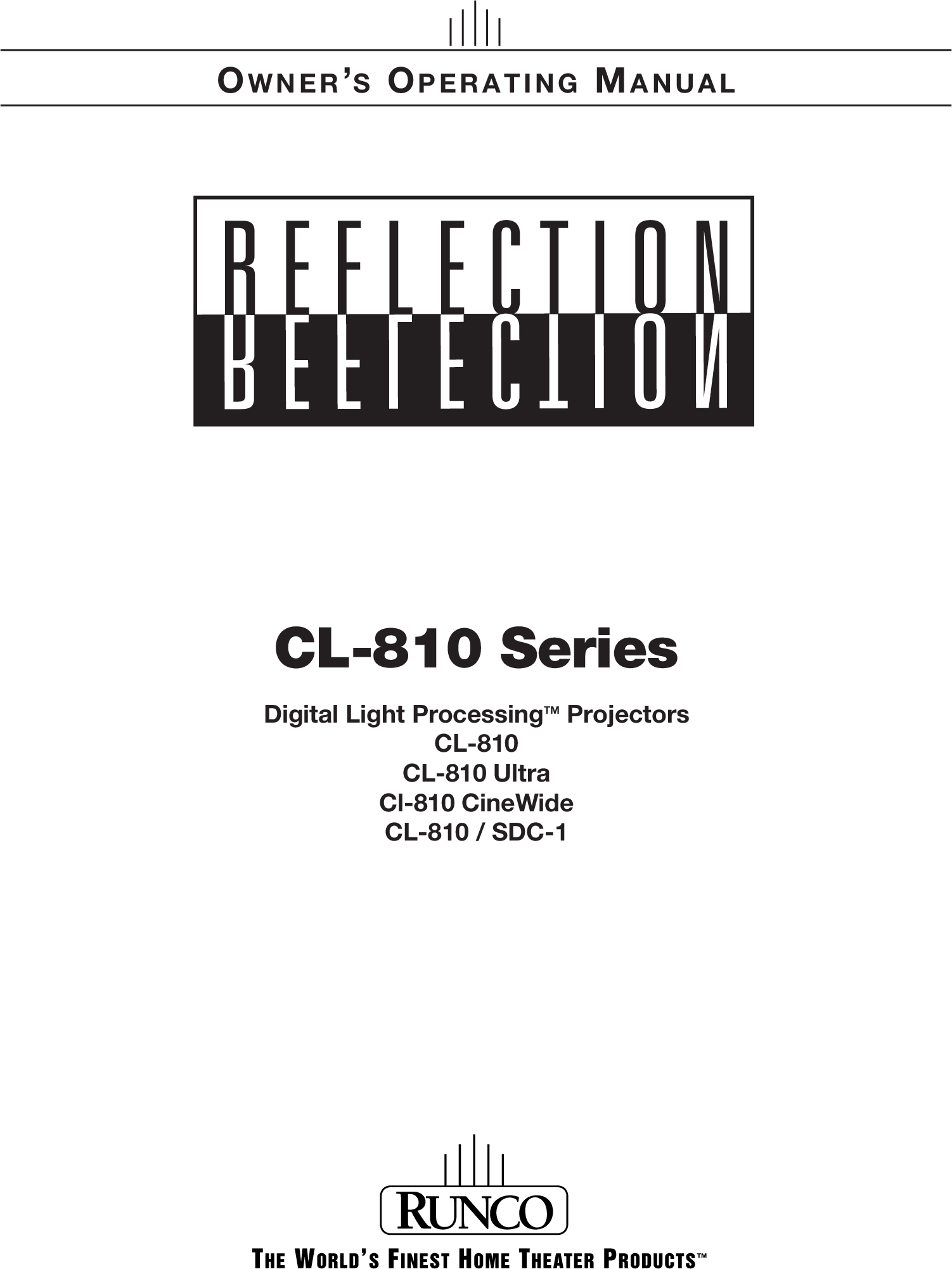Page 1 of 1 - Runco Runco-Cl-810-Cl-810-Ultra-Cl-810-Cinewide-Cl-810-Sdc-1-Users-Manual-  Runco-cl-810-cl-810-ultra-cl-810-cinewide-cl-810-sdc-1-users-manual