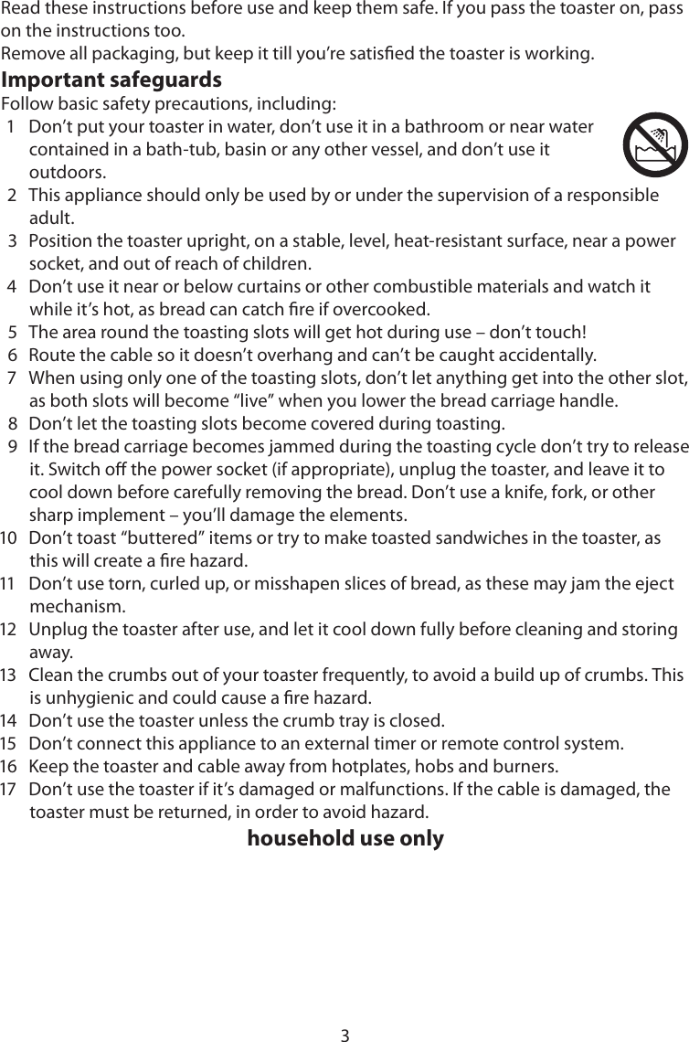 Page 3 of 8 - Russell-Hobbs Russell-Hobbs-643-092-Users-Manual- 13245 RH 4-slice Toaster  Russell-hobbs-643-092-users-manual