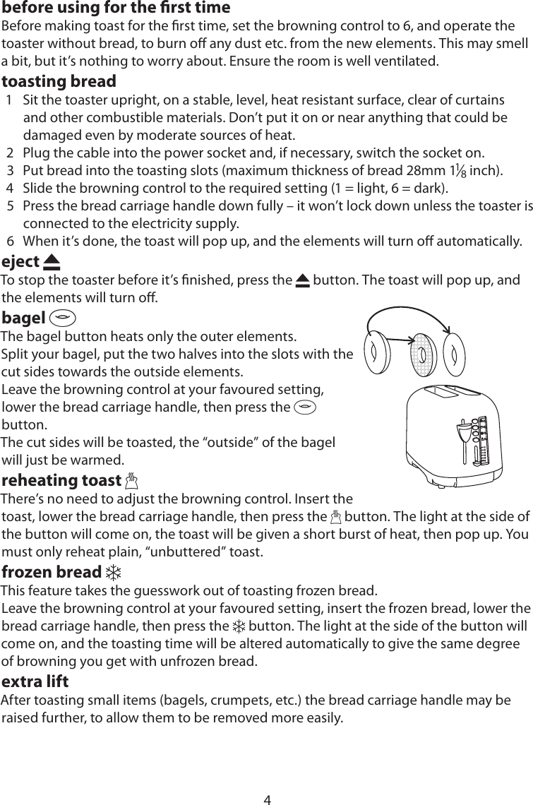 Russell Hobbs 643 092 Users Manual 13245 RH 4 slice Toaster