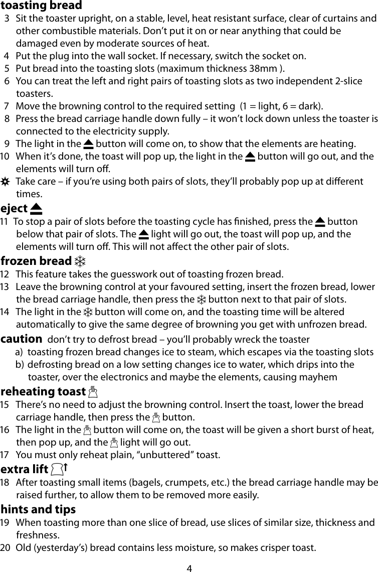 Page 4 of 8 - Russell-Hobbs Russell-Hobbs-643-114-Users-Manual- 13980 RH 4-slice Toaster  Russell-hobbs-643-114-users-manual