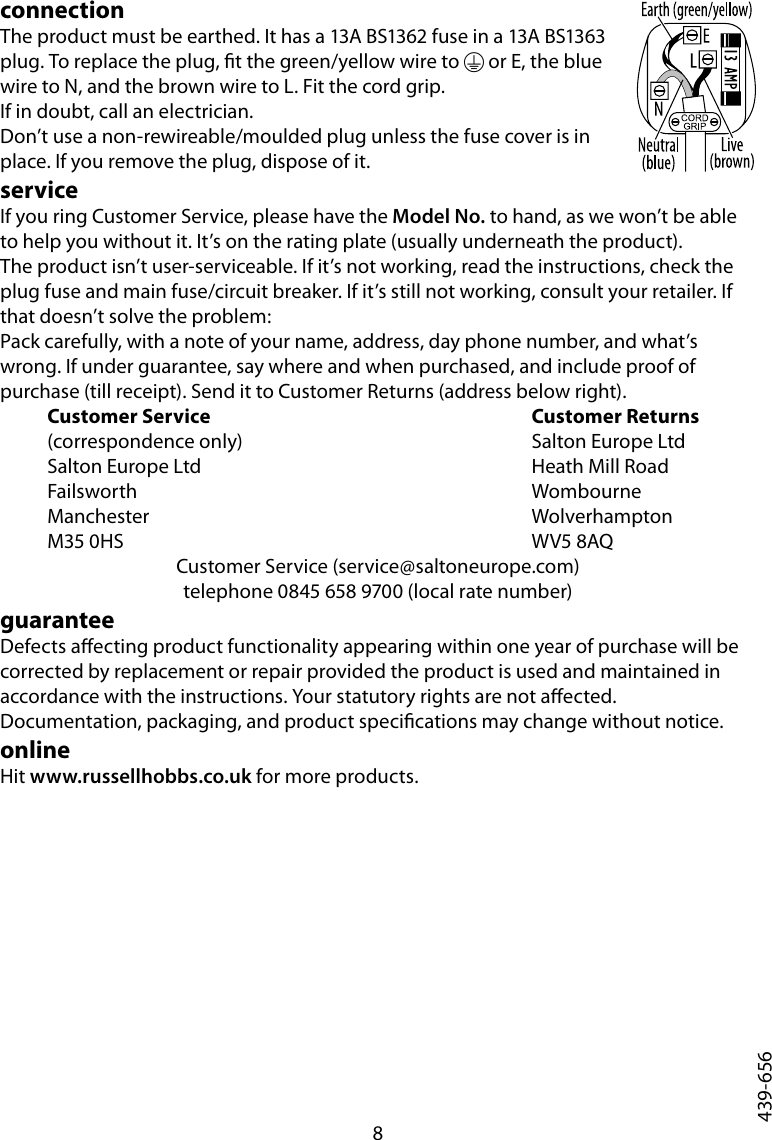 Page 8 of 8 - Russell-Hobbs Russell-Hobbs-643-114-Users-Manual- 13980 RH 4-slice Toaster  Russell-hobbs-643-114-users-manual