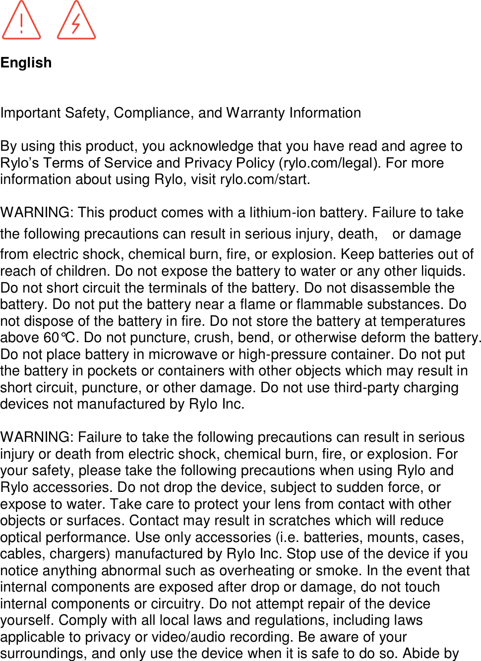 Page 2 of Rylo 0101B Rylo User Manual  V1 1