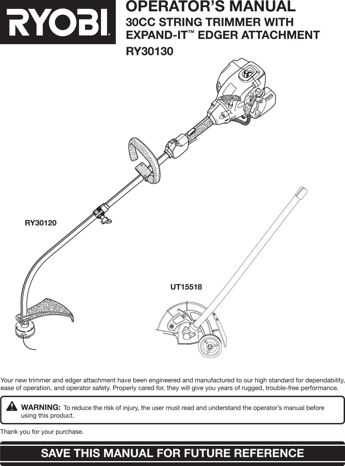 Ryobi Outdoor Ry30120 Users Manual RY30130_903_eng_00