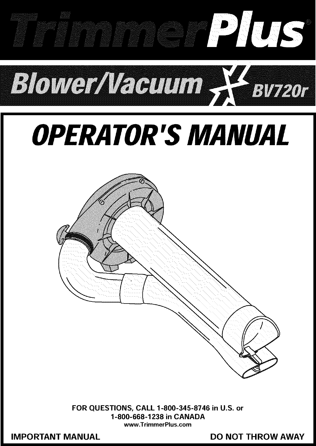 Page 1 of 12 - Ryobi BV720R User Manual  BLOWER/VACUUM - Manuals And Guides L0403047