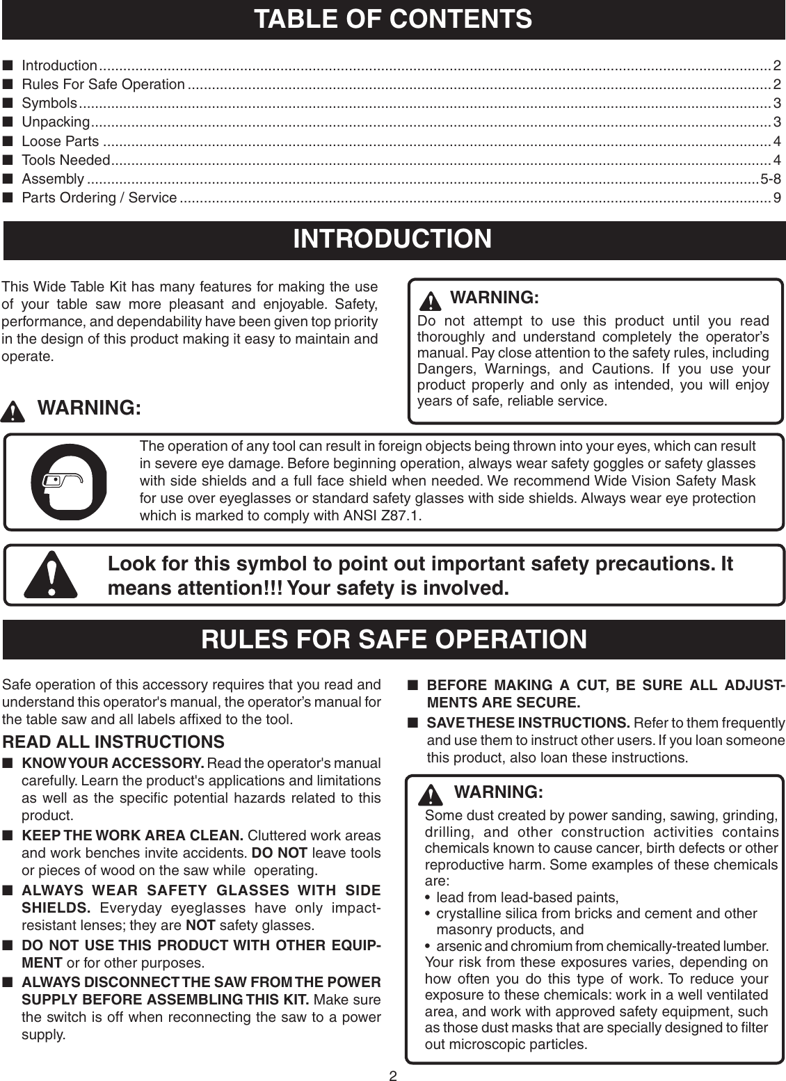 Page 2 of 10 - Ryobi Ryobi-4730300-Owner-S-Manual