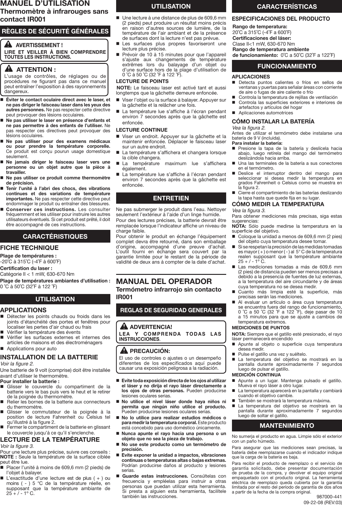 Page 2 of 2 - Ryobi Ryobi-Ir001-Owner-S-Manual