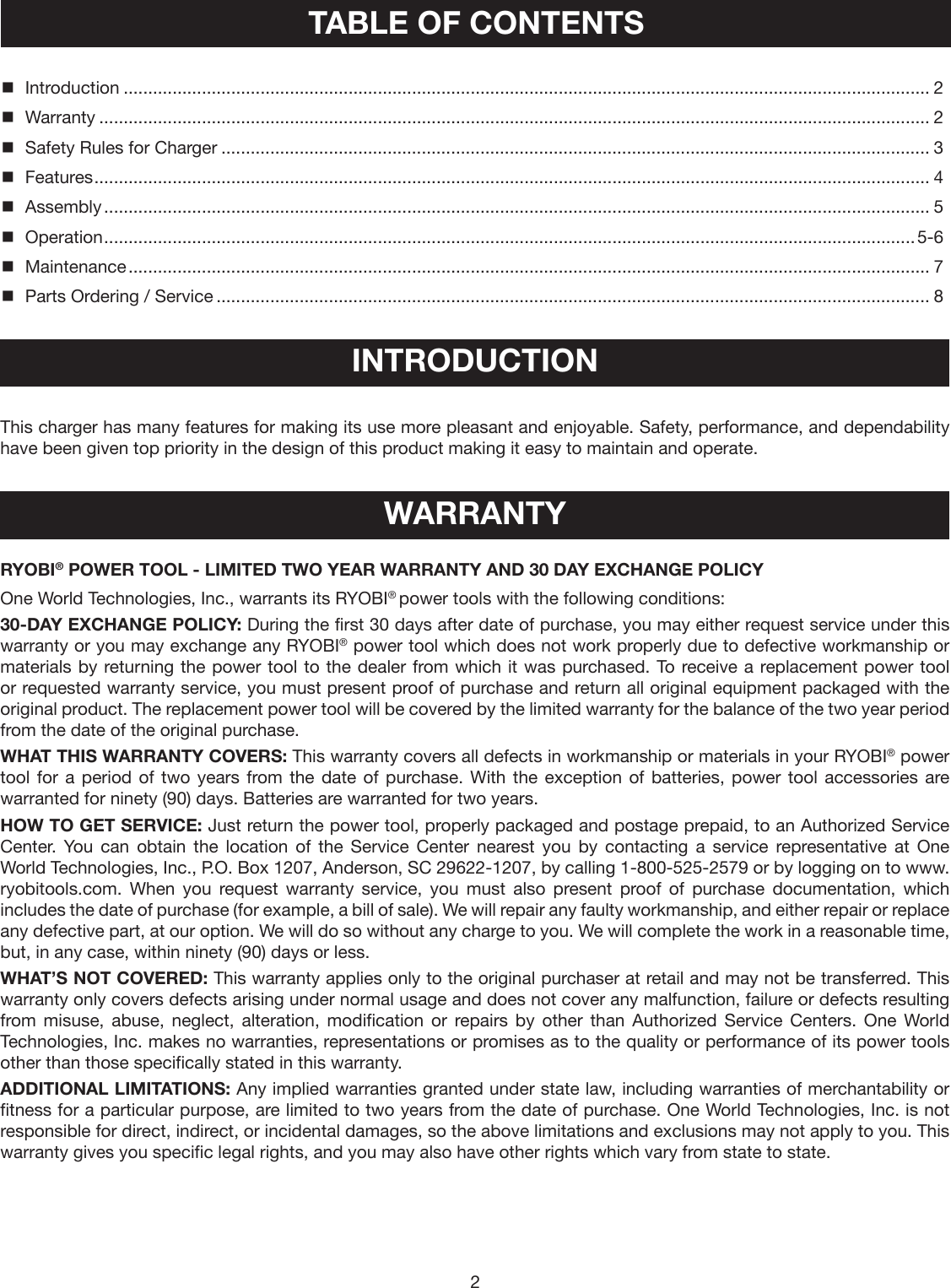 Page 2 of 8 - Ryobi Ryobi-P120-Owner-S-Manual P120_566_eng