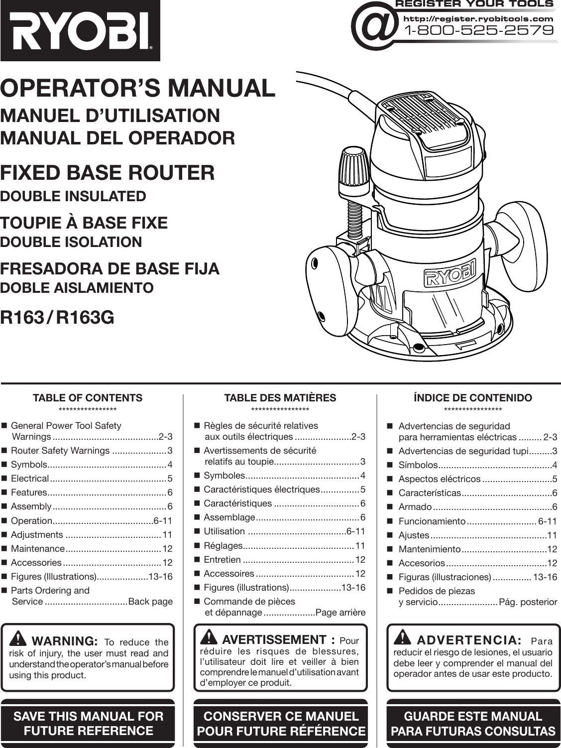 Ryobi R163 Owner S Manual