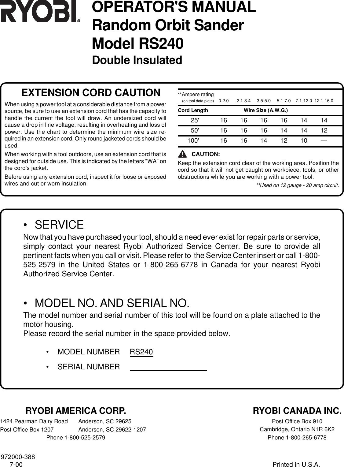 Page 12 of 12 - Ryobi Ryobi-Rs240-Owner-S-Manual Rs240_388_eng