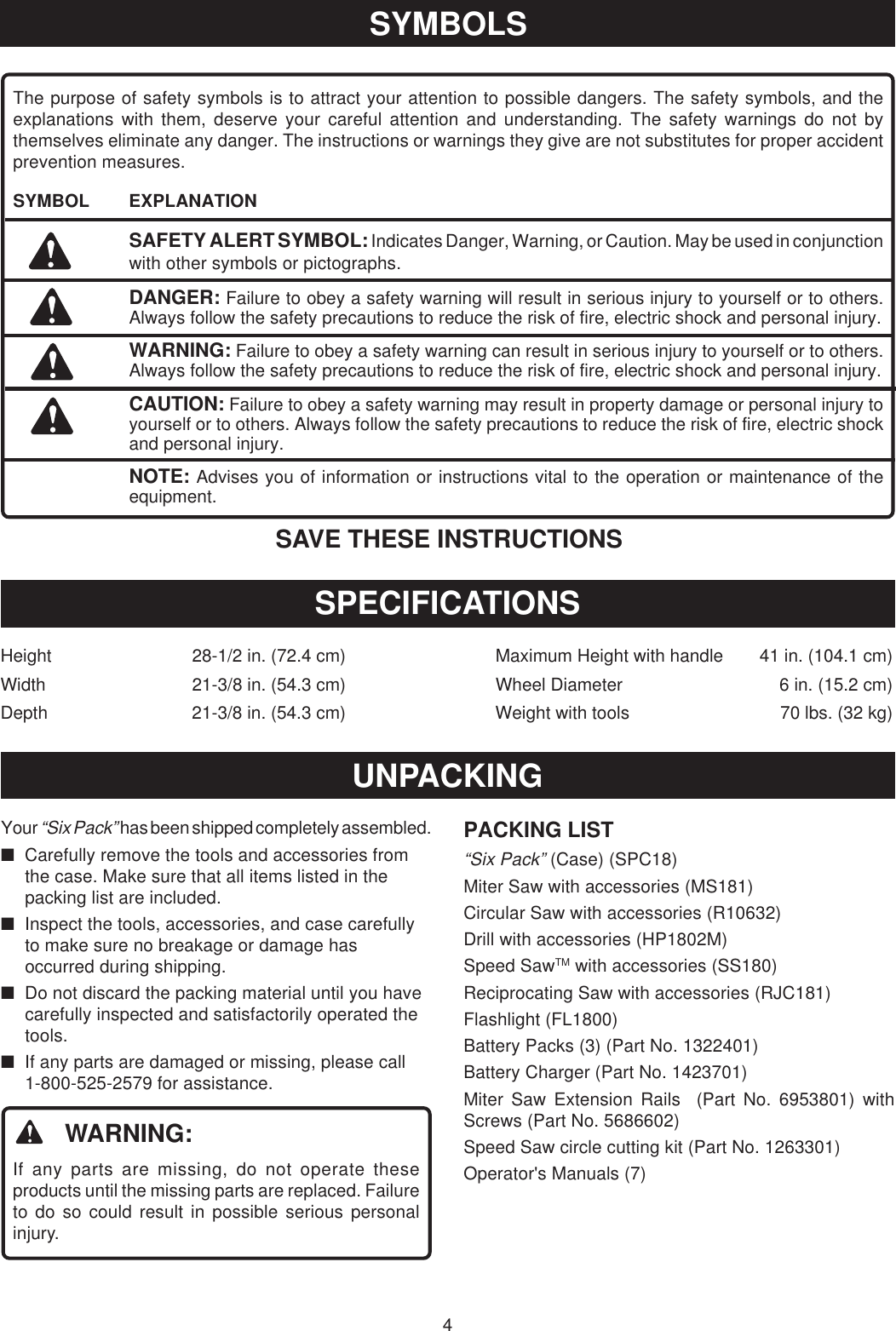 Page 4 of 12 - Ryobi Ryobi-Spc18-Mk618K3-Owner-S-Manual Six_pack_080_eng