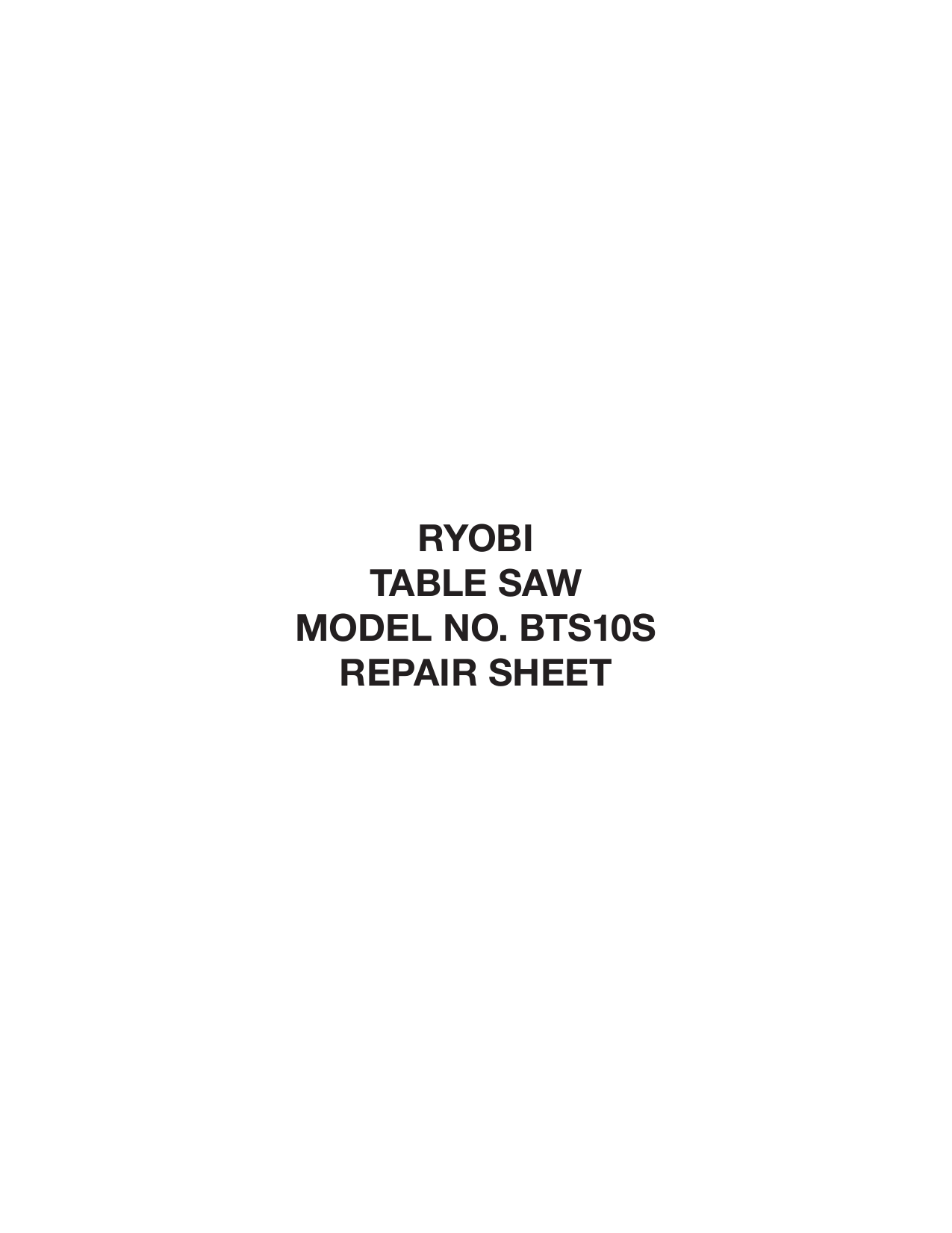 Page 1 of 5 - Ryobi Bts10s User Manual  To The 4f979500-b529-4d54-8ddf-7e86f231b33d
