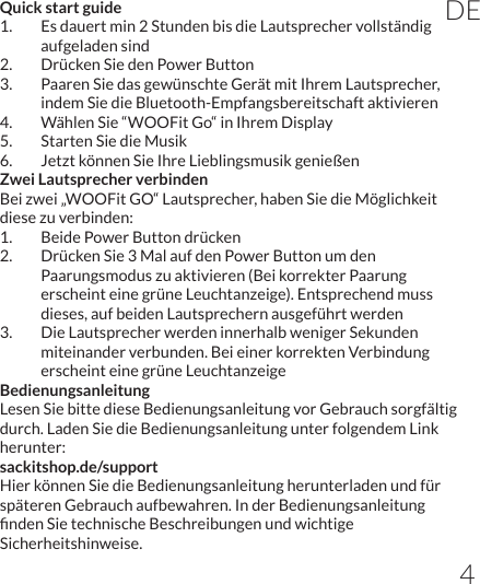 Page 5 of SACKit ApS WOOFITGO Bluetooth Speaker User Manual 