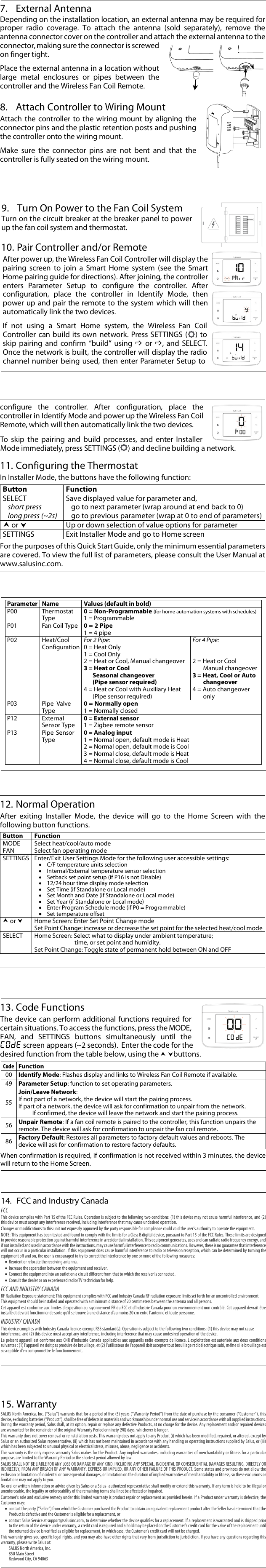 Page 2 of SALUS North America SC102ZB Wireless Fan Coil Controller with LCD User Manual 3