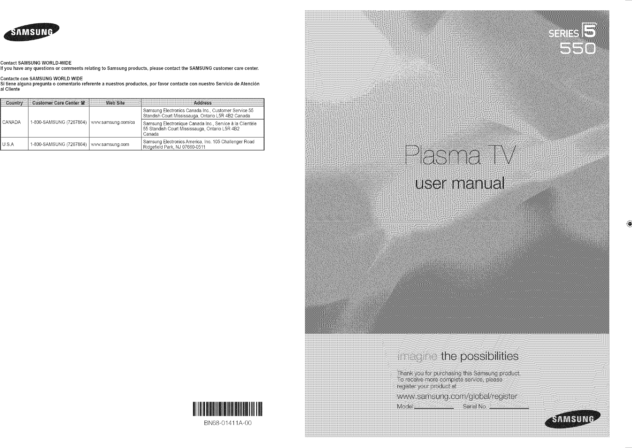 SAMSUNG Plasma Television Manual L0803557