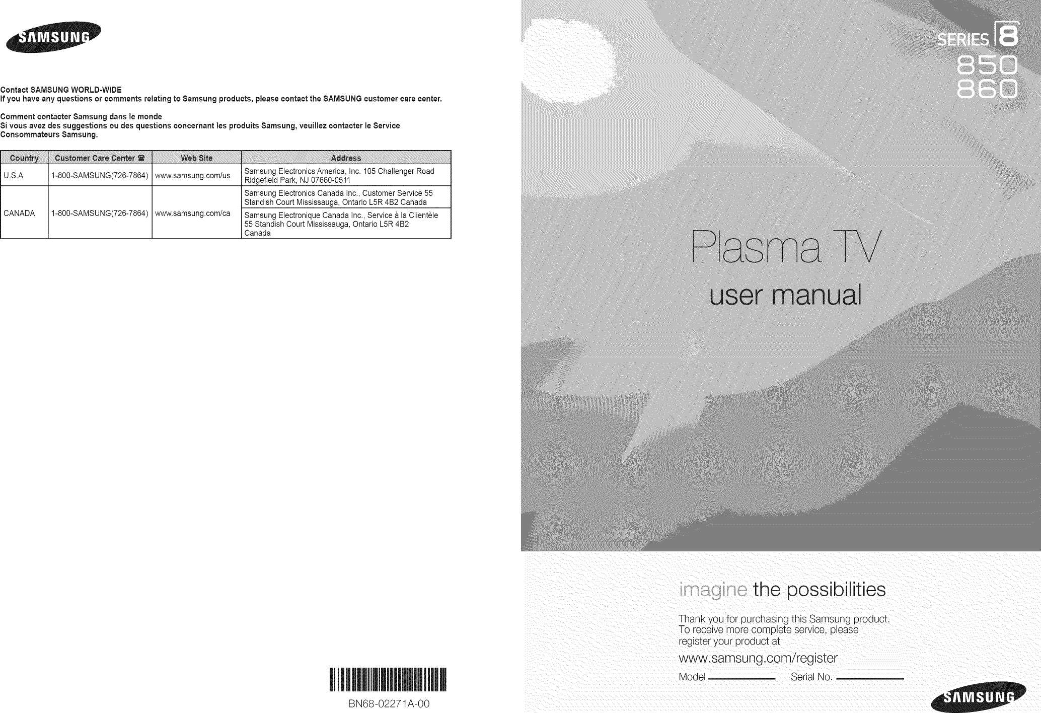 SAMSUNG Plasma Television Manual L0904483
