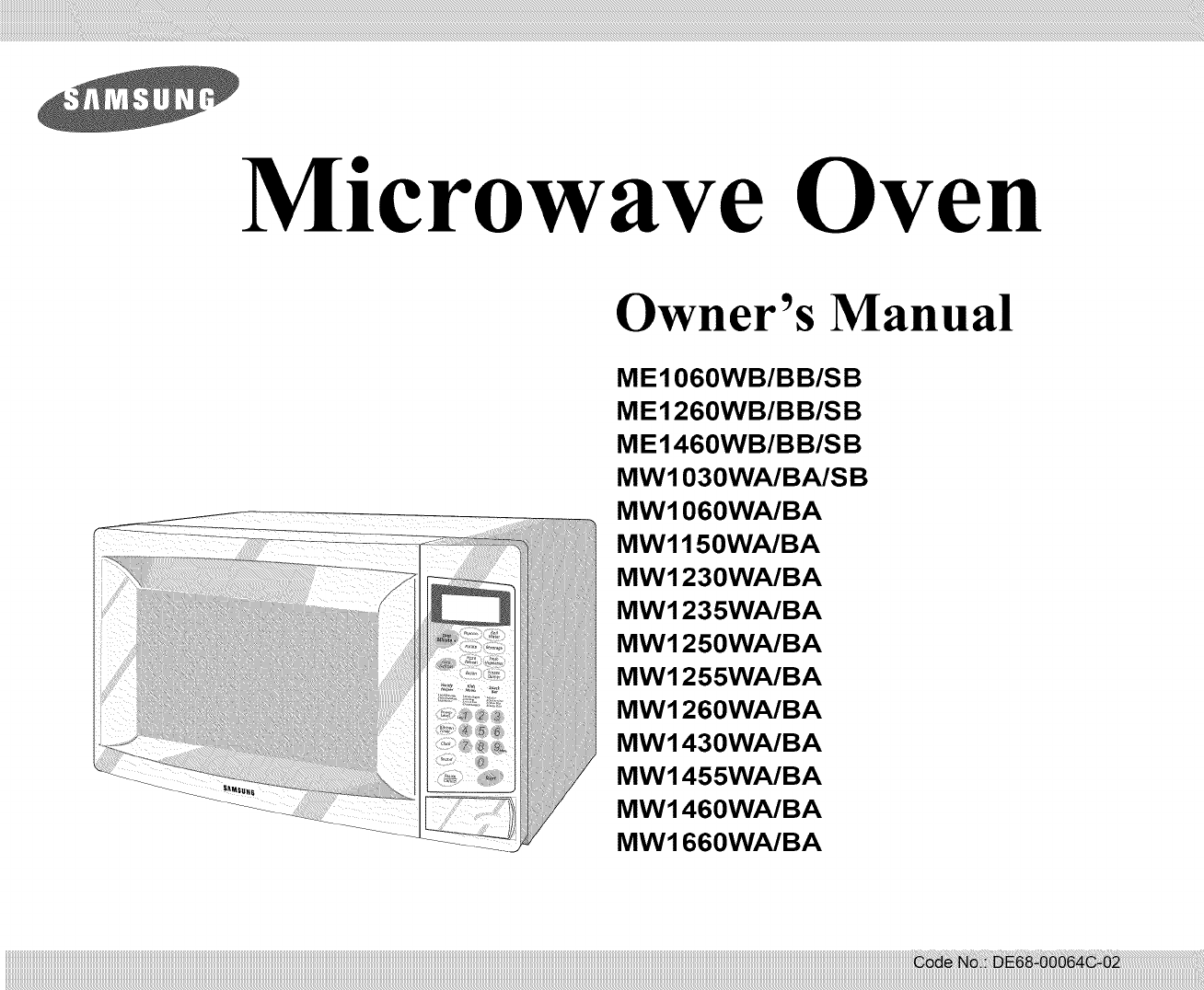 SAMSUNG Countertop Microwave Manual L0904661