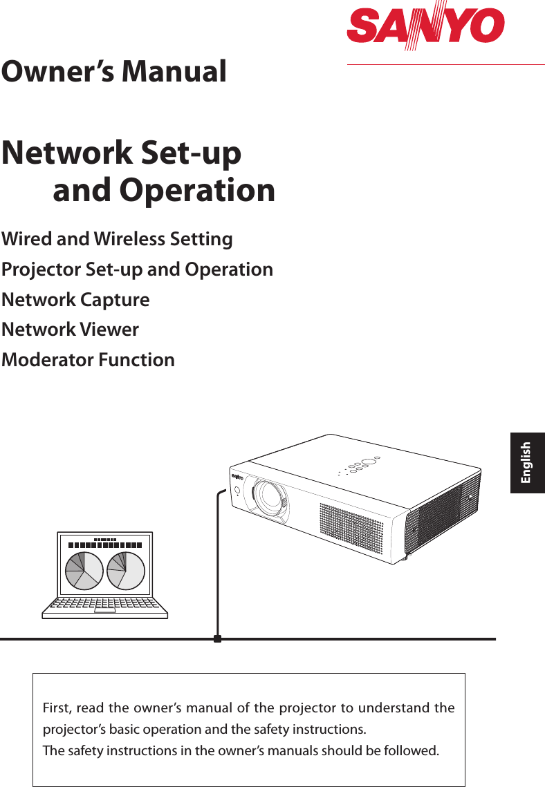 Network Set-up   and Operation Wired and Wireless SettingProjector Set-up and OperationNetwork CaptureNetwork ViewerModerator FunctionFirst, read the owner’s manual of the projector to understand the projector’s basic operation and the safety instructions.The safety instructions in the owner’s manuals should be followed.EnglishOwner’s Manual