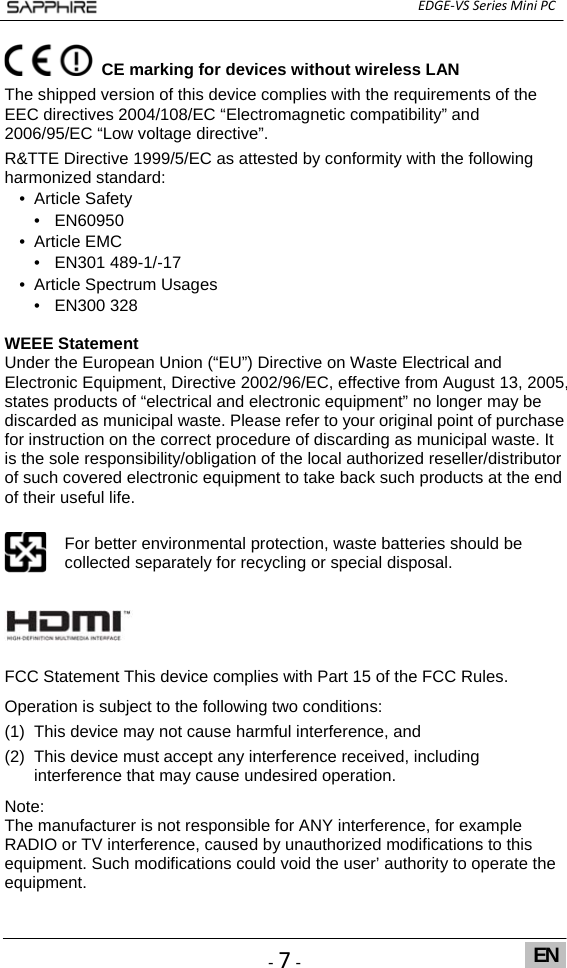 Sapphire Technology Edge Nettop User Manual