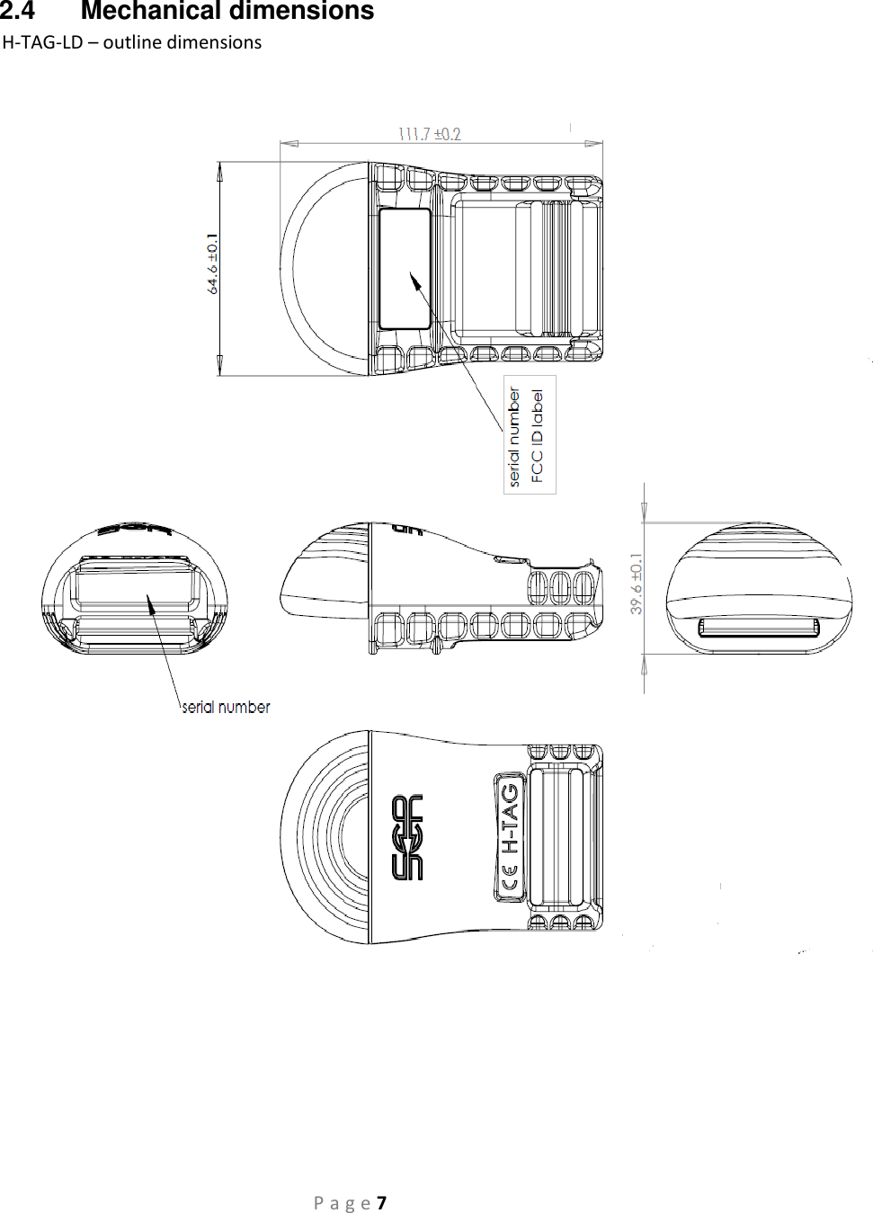 P a g e 7  2.4  Mechanical dimensions             H-TAG-LD – outline dimensions   