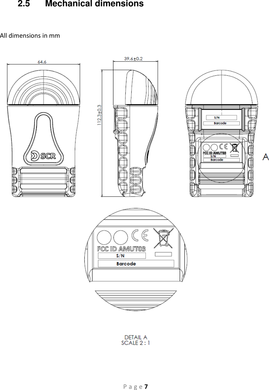 P a g e 7    2.5  Mechanical dimensions               All dimensions in mm    