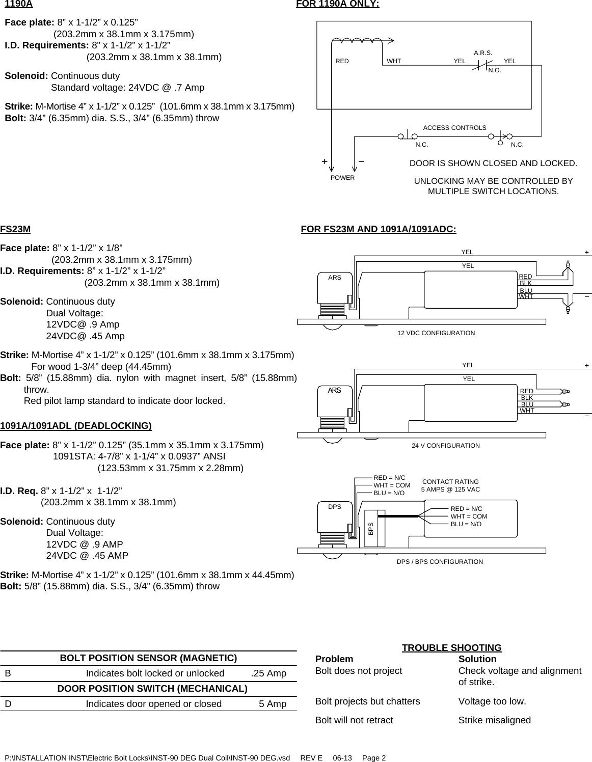 Page 2 of 2 - SDC Visio-INST-90 DEG FS23M Bolt Lock Installation Instructions Installs