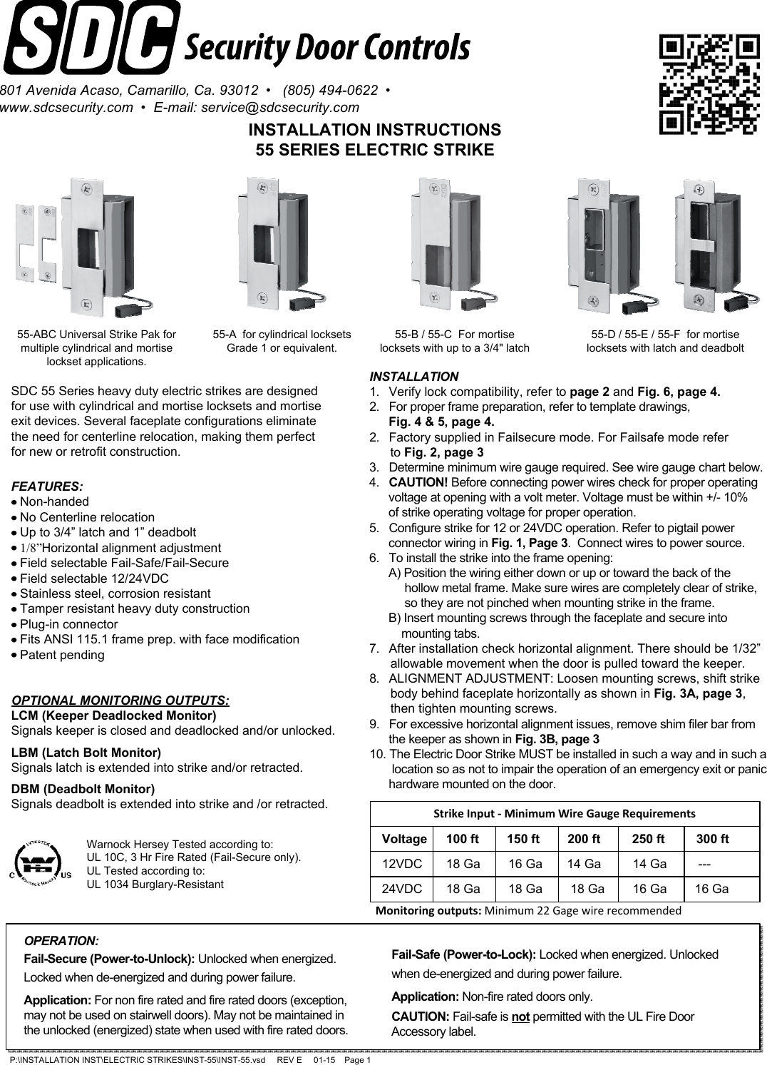 Page 1 of 4 - SDC INST-55 55 Series Universal Application Strike Installation Instructions