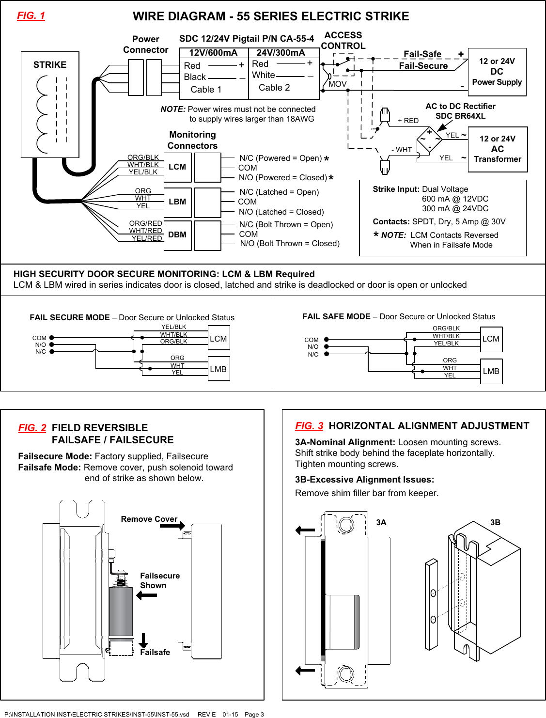 Page 3 of 4 - SDC INST-55 55 Series Universal Application Strike Installation Instructions