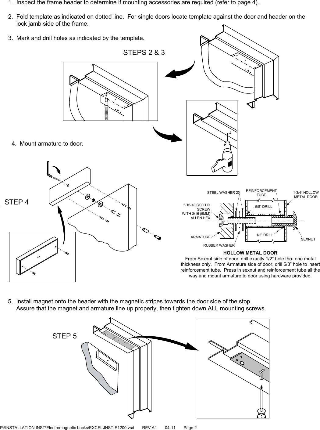 Page 2 of 4 - SDC INST-E1200 Installation Instructions E1200 Series Magnetic Lock