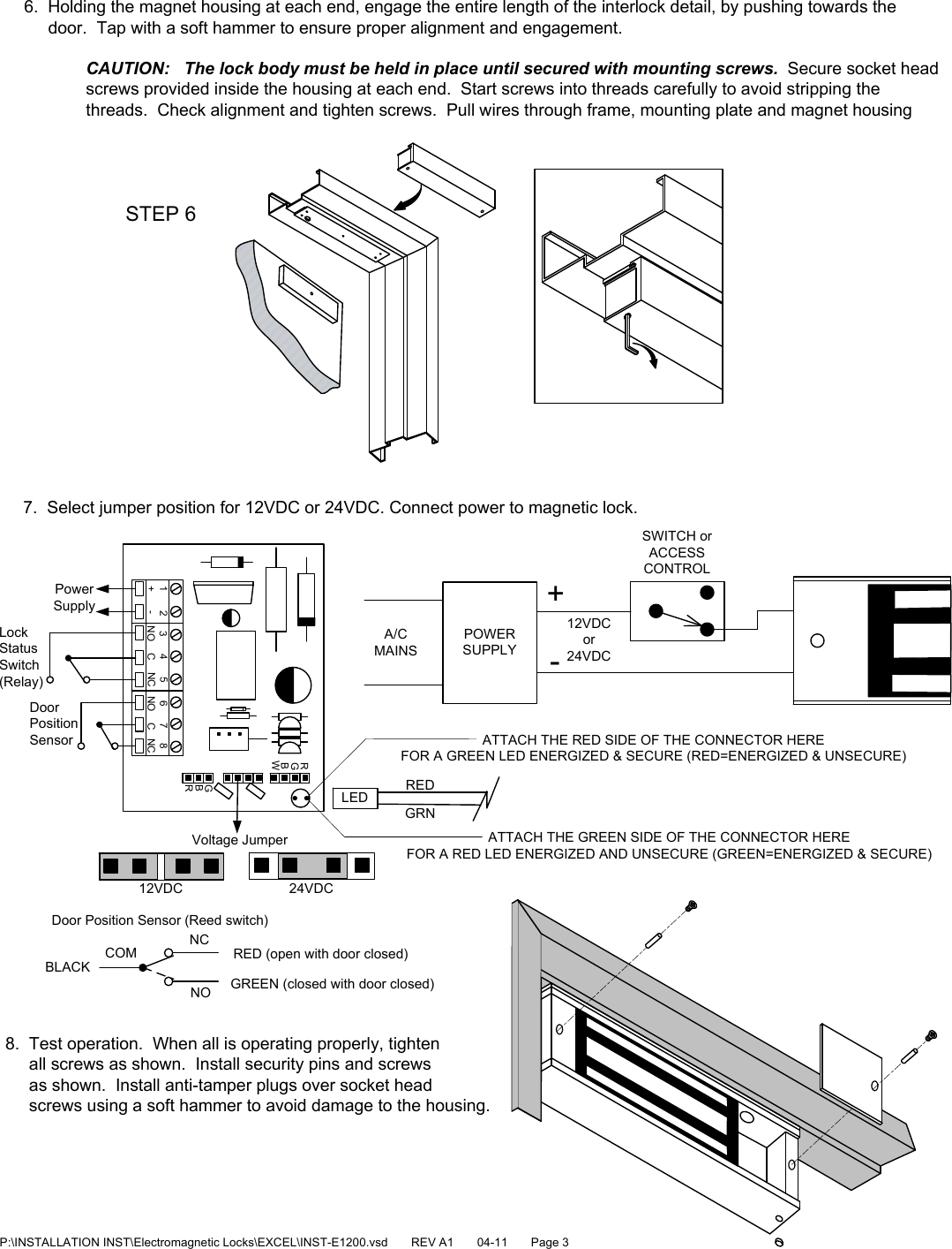 Page 3 of 4 - SDC INST-E1200 Installation Instructions E1200 Series Magnetic Lock