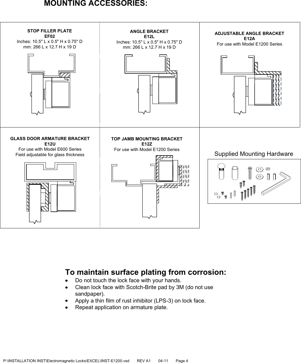 Page 4 of 4 - SDC INST-E1200 Installation Instructions E1200 Series Magnetic Lock