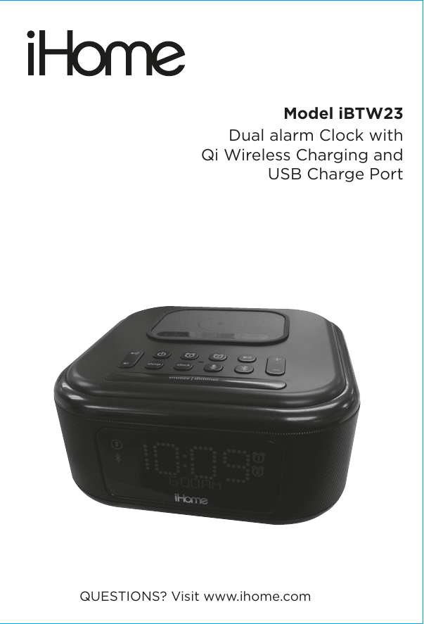 Page 1 of SDI Technologies IBTW23 Dual alarm Clock with Wireless Charging and USB Charge Port User Manual iPL23V2 EN IB 531